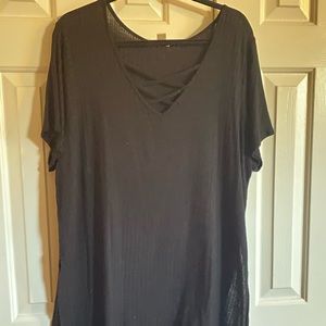 Ladies black cross cross top